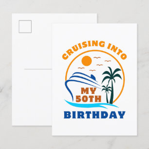 Cartão Postal De Convite Cruzeiro Para o Meu 50º Aniversário de Barco