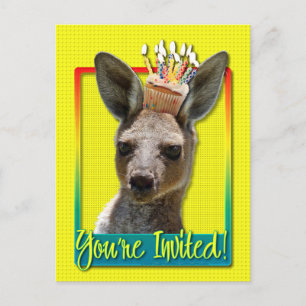 Cartão Postal De Convite Cupcake de aniversário - Kangaroo
