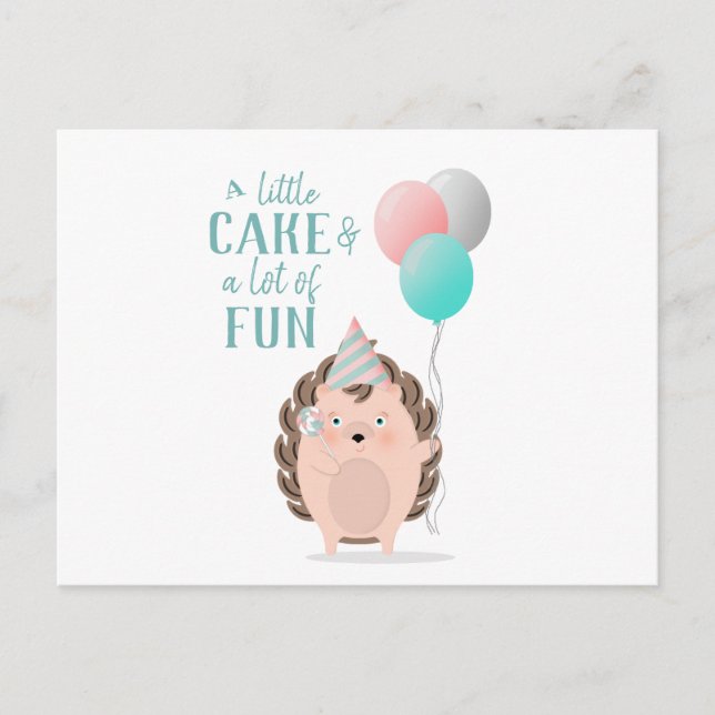 Cartão Postal De Convite Cute Hedgehog Birthday (Frente)