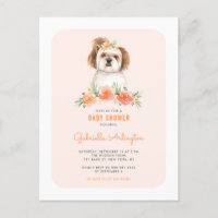 Cute Shih Tzu Watercolor Chá de fraldas Floral