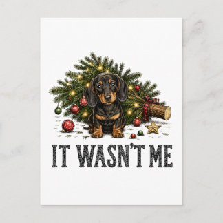Cartão Postal De Convite Dachshund Engraçado de Natal Não Fui Eu