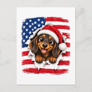 Cartão Postal De Convite Dachshund Natal Americano