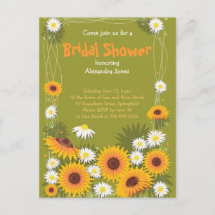 Cartão Postal De Convite Daisy Sunflower Chá de panela 2