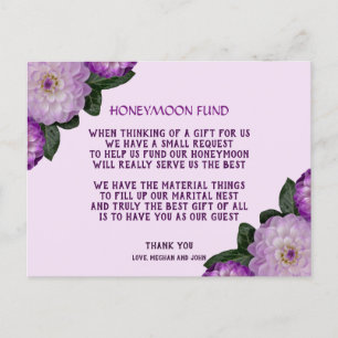 Cartão Postal De Convite Dália Lilás Lavanda Lilás Fundo de Mel Floral Lua 