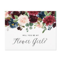 Damas de Flores com Grinalda Floral Burgundy e Azu