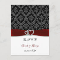 damask diamante red casamento RSVP