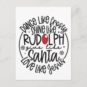 Cartão Postal De Convite Dança como Frosty Brilhe como Rudolph Natal