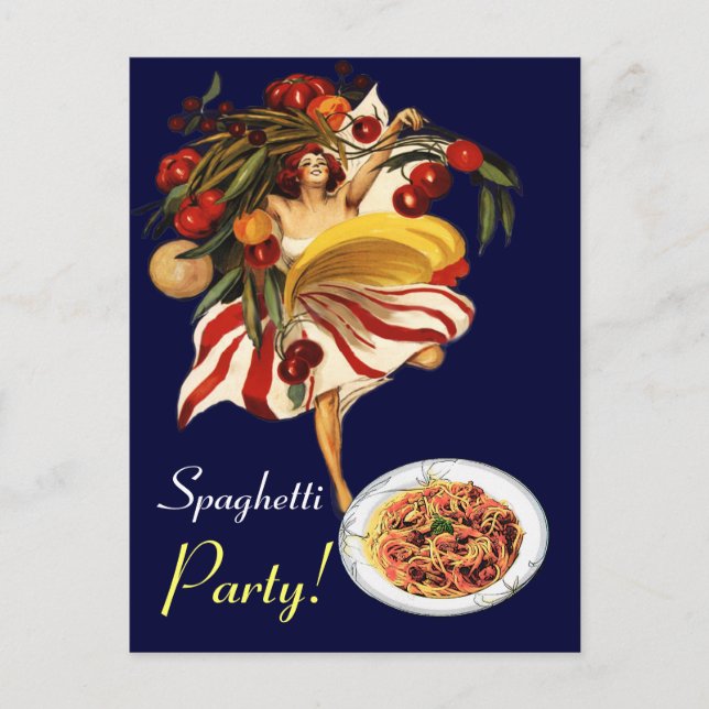 CARTÃO POSTAL DE CONVITE DANÇA DO PARTIDO ESPAGUETE, COZINHA ITALIANA E TOM (Frente)