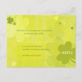 Cartão Postal De Convite Dançando Shamrocks Irlandeses Casando RSVP