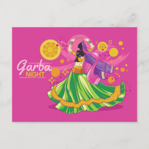 Cartão Postal De Convite Dançarino da Noite de Garba, rosa