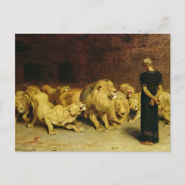Cartão Postal De Convite Daniel no Lions'Den, 1872, por Briton Riviere (Frente)