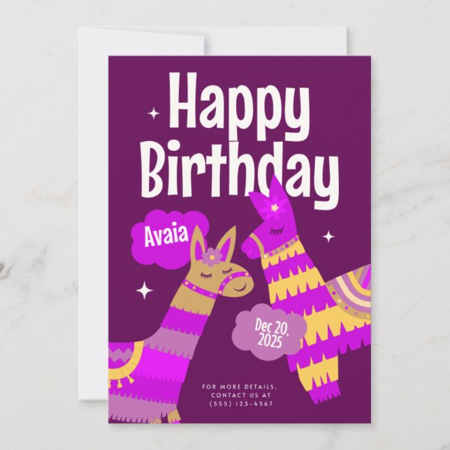 Cartão postal de convite de aniversário (Frente)