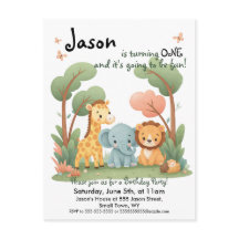 Cartão postal de convite de aniversário do Zoo