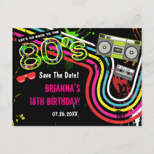Cartão postal de convite de aniversário retrô dos 