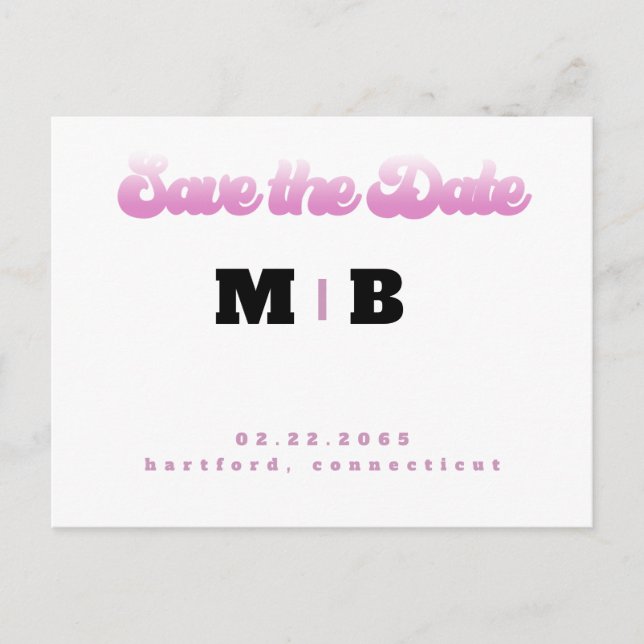 Cartão postal de convite de casamento branco e ros (Frente)