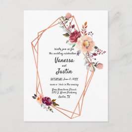 Cartão-postal de Convite de casamento Floral Geomé