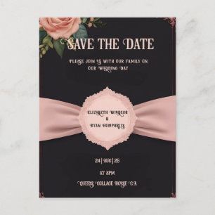 Cartão Postal de Convite de Casamento Rosa