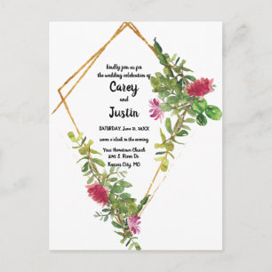 Cartão-postal de Convite de casamento Suculento d