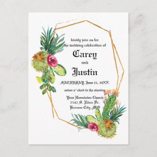 Cartão-postal de Convite de casamento Suculento do