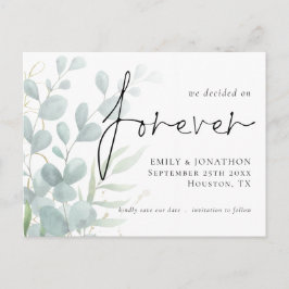 Cartão Postal De Convite Decidimos que o Forever Eucalipto Salve a Data
