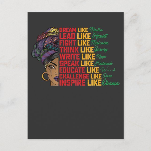 Cartão Postal De Convite Décimo Junto Sonho Lidera Luta Como Liberdade Negr (Frente)