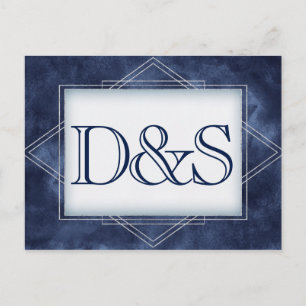 Cartão Postal De Convite Deco de Arte Azul Geométrico   Escolha moderna de 