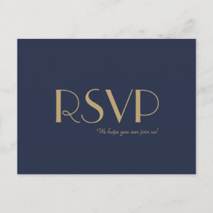 Cartão Postal De Convite Deco do Tipo Dourado   RSVP de Casamento de Marinh