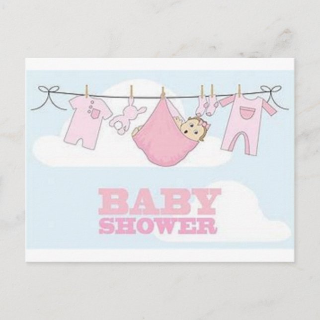 CARTÃO POSTAL DE CONVITE DECOR DE ITENS DE GAROTA DE BEBÊ (Frente)