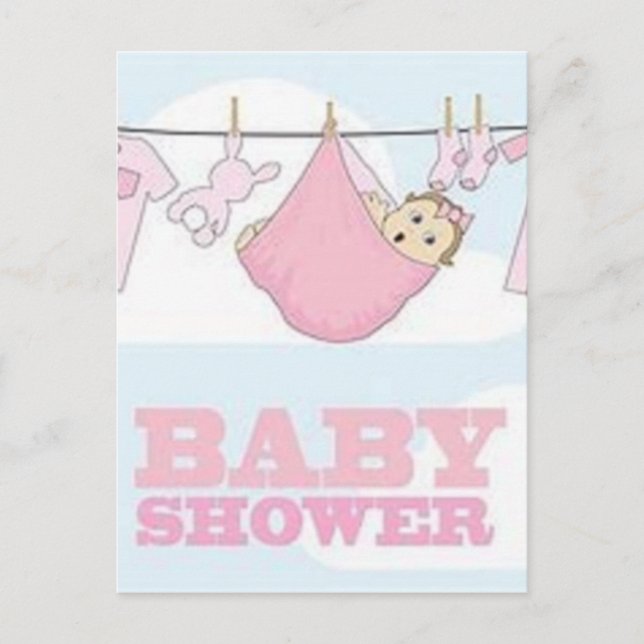 CARTÃO POSTAL DE CONVITE DECOR DE ITENS DE GAROTA DE BEBÊ (Frente)