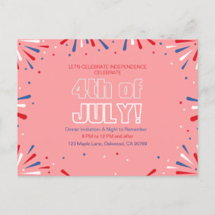 Cartão Postal De Convite Deixe a Liberdade Brilhar, 4 de Julho Espetacular