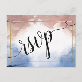 Cartão Postal De Convite Delicar alude de aquarela a ondas rsvp convidat