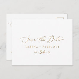 Cartão Postal De Convite Delicar Horizontal Dourada Salvar o Cartão-Postal