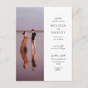 Cartão Postal De Convite Delicar Minimalista Moderno Foto De Casamento