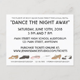 Cartão Postal De Convite Demonstração Anual de Caixas do Dance School Studi