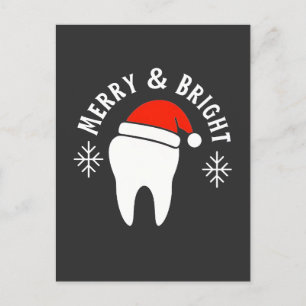 Cartão Postal De Convite Dentista Odontologia Alegre e Brilhante Natal