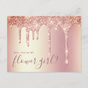 Cartão Postal De Convite Derramamento de rosa dourado você será minha menin