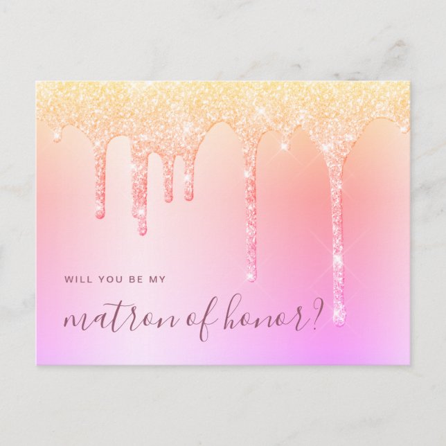 Cartão Postal De Convite Derramamentos holográficos... Você será minha matr (Frente)