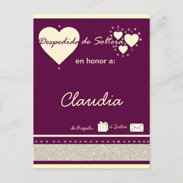 Cartão Postal De Convite Desdepida de Soltera (Frente)