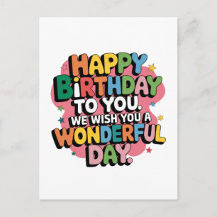 Cartão Postal De Convite Desejos Coloridos de Aniversário
