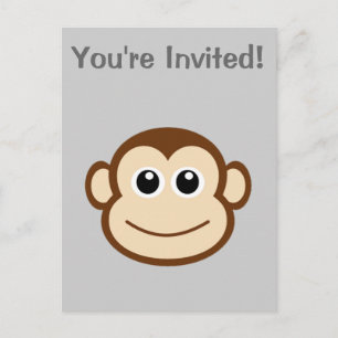 Cartão Postal De Convite Desenho de Rosto de Macaco