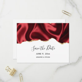 Cartão Postal De Convite Design de Cetim Ondulado Glam Vermelho Escuro - Sa