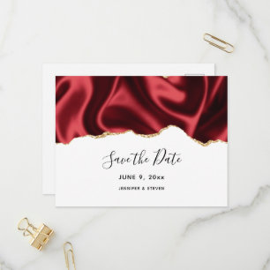 Cartão Postal De Convite Design de Satin Wavy Wavy Glam Vermelho Escuro - S