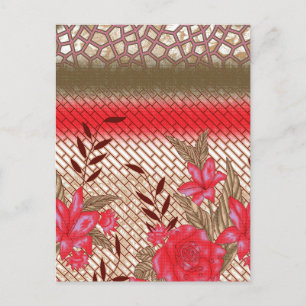 Cartão Postal De Convite Design de tecido de intricato com padrões florais