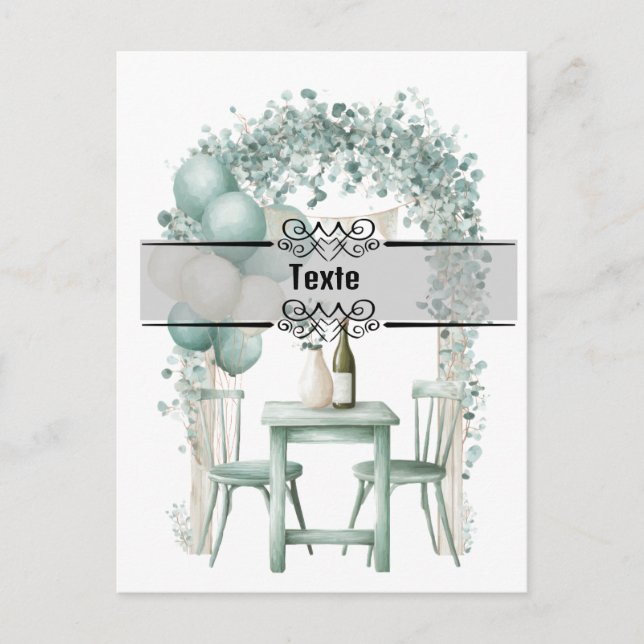 Cartão Postal De Convite Design Invitation vert sauge à personnaliser (Frente)