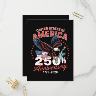 Cartão Postal De Convite Dia da Independência 250º Aniversário EUA Patrióti