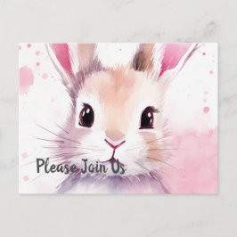 Cartão Postal De Convite Dia especial do coelhinho cor-de-rosa