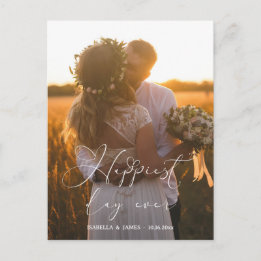 Cartão Postal De Convite Dia Mais Feliz Fotografia De Casamento Com Caligra
