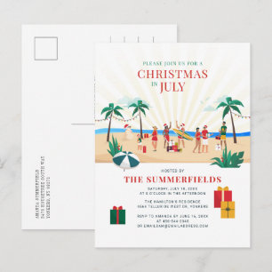 Cartão Postal De Convite Diversão em Família no Verão na Praia