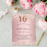Cartão Postal De Convite Doce 16 rosa rosa rosa rosa pincelado poeira doura<br><div class="desc">Para uma elegante festa de aniversário 16, 16. Um plano de fundo de gradiente cor-de-rosa. Decorado com rosa dourado falso poeira brilhante. Personalize e adicione um nome e detalhes da parte. O nome é escrito com um script de estilo manuscrito. O número 16 é escrito com uma fonte no estilo...</div>