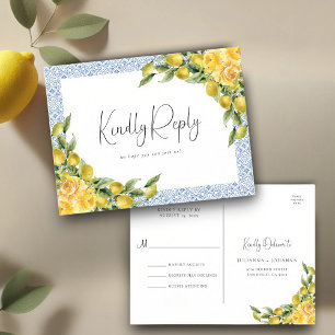 Cartão Postal De Convite Dolce Vita - Cartão de Resposta de Casamento Medit
